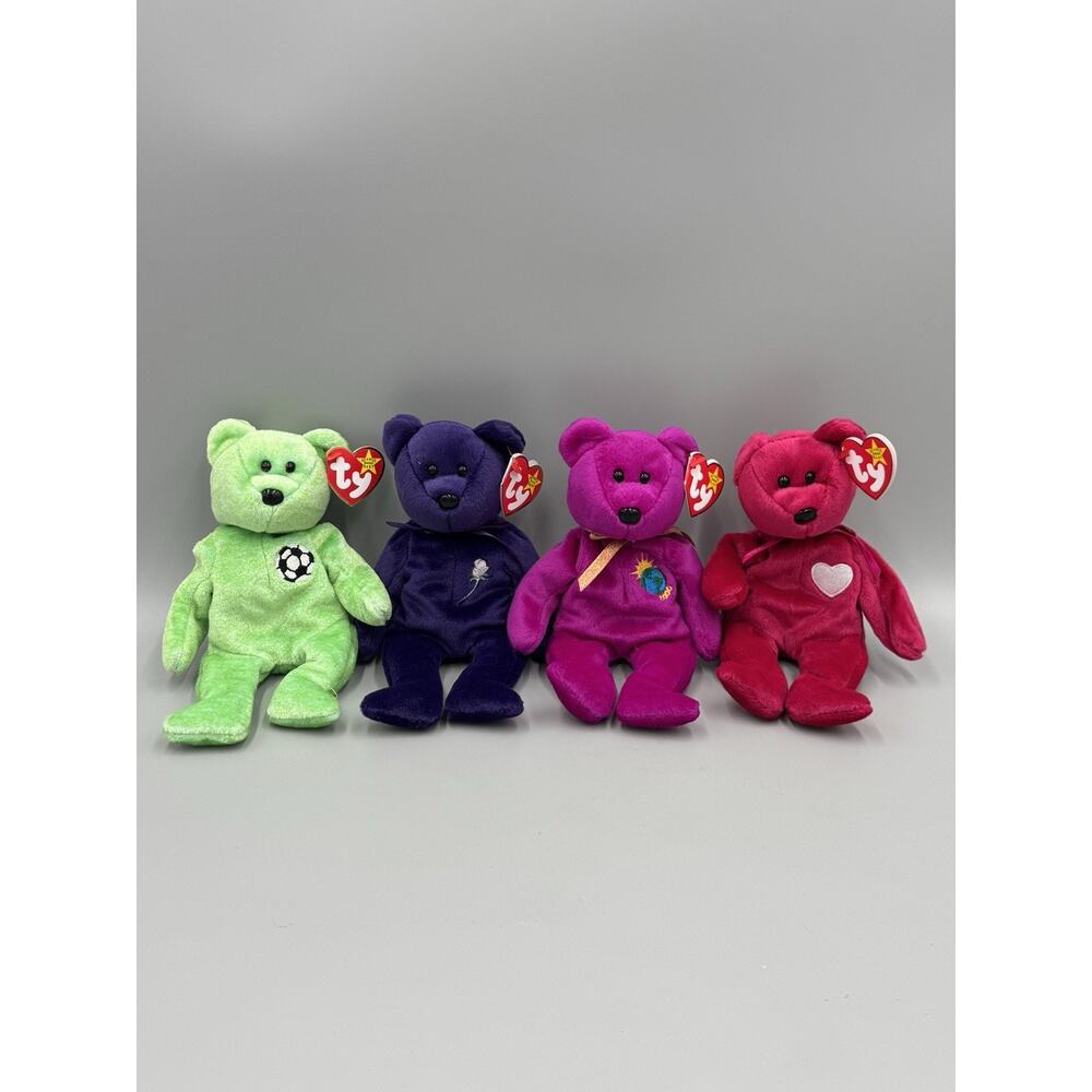 Ty Beanie Babies Bears Valentino Kicks Princess Millenium Lot Of 4